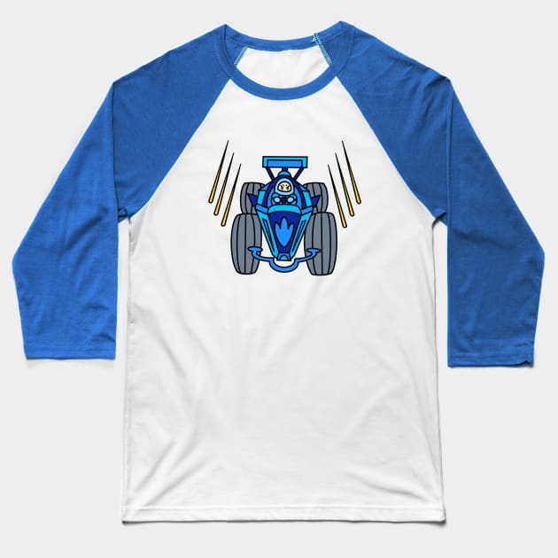 Car racing with cartoon chibi in blue color Baseball T-Shirt by Andrew Hau